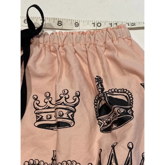 Milk Pink Crown Mini Skirt Drawsting Elastic Waist PInk Black M Unique Quirky - Picture 6 of 7
